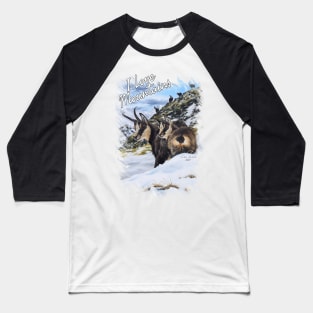 Chamois on the snow - I LOVE MOUNTAINS Baseball T-Shirt